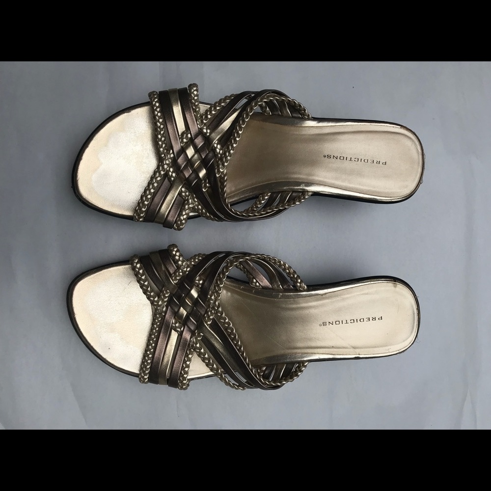 PREDICTIONS WOMEN’S WEDGE GOLD AND BRONZE SANDALS